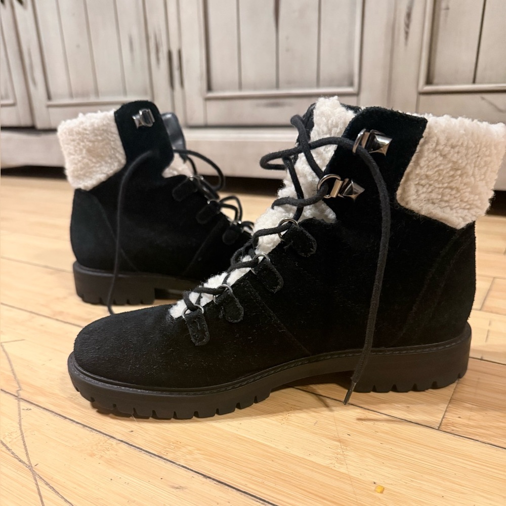 Marc Fisher Black and White Winter Ankle Boots